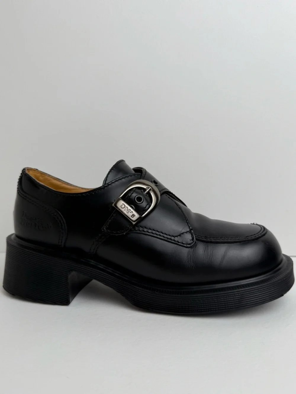 Vintage Dr. Martens England Black Heel Buckle Leather Mary Janes Oxfords UK 5 - Picture 3 of 16